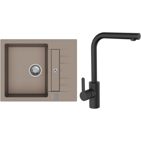 Set StrongSinks S3 (dřez Vardar 615 Béžová + baterie Ipoly Černá matná)