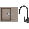 Set StrongSinks S3 (dřez Vardar 615 Béžová + baterie Loira Černá matná)
