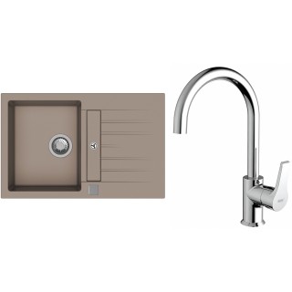 Set StrongSinks S3 (dřez Vardar 780 Béžová + baterie Rhona Chrom)