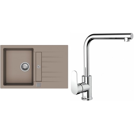 Set StrongSinks S3 (dřez Vardar 780 Béžová + baterie Stréva Chrom)