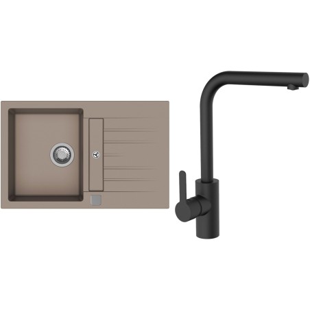 Set StrongSinks S3 (dřez Vardar 780 Béžová + baterie Ipoly Černá matná)
