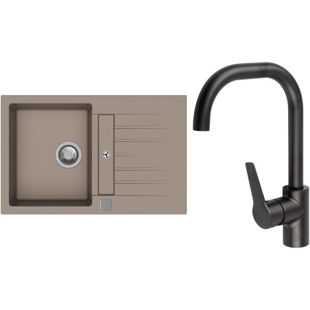 Set StrongSinks S3 (dřez Vardar 780 Béžová + baterie Garonne Černá matná)