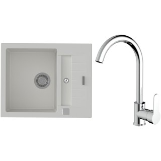 Set StrongSinks S3 (dřez Vardar 615 Bílá + baterie Seina Chrom)