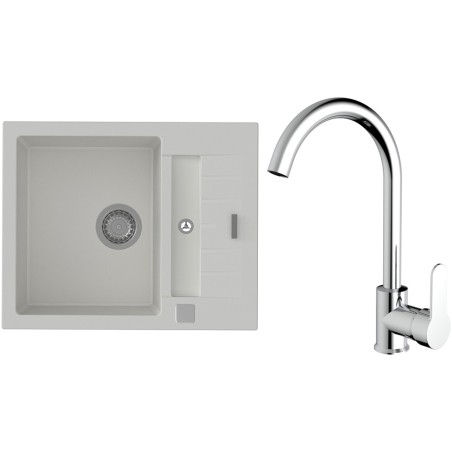 Set StrongSinks S3 (dřez Vardar 615 Bílá + baterie Seina Chrom)
