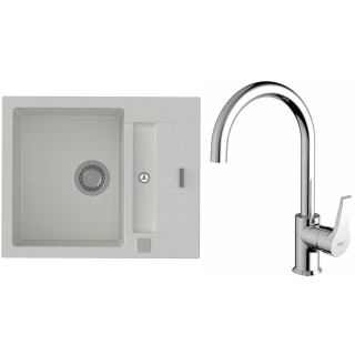 Set StrongSinks S3 (dřez Vardar 615 Bílá + baterie Rhona Chrom)