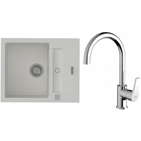 Set StrongSinks S3 (dřez Vardar 615 Bílá + baterie Rhona Chrom)