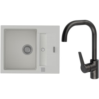 Set StrongSinks S3 (dřez Vardar 615 Bílá + baterie Garonne Černá matná)