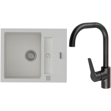 Set StrongSinks S3 (dřez Vardar 615 Bílá + baterie Garonne Černá matná)