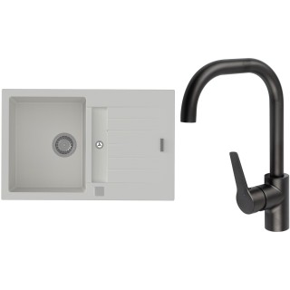 Set StrongSinks S3 (dřez Vardar 780 Bílá + baterie Garonne Černá matná)