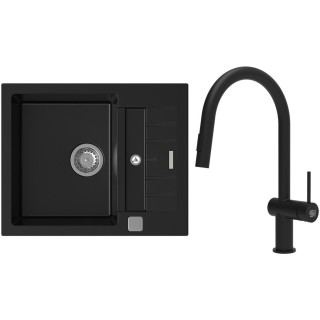 Set StrongSinks S3 (dřez Vardar 615 Černá + baterie Neris Černá matná)