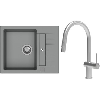 Set StrongSinks S3 (dřez Vardar 615 Šedá + baterie Neris Celonerez)