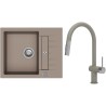 Set StrongSinks S3 (dřez Vardar 615 Béžová + baterie Neris Béžová, nerezová koncovka)