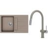 Set StrongSinks S3 (dřez Vardar 780 Béžová + baterie Neris Béžová, nerezová koncovka)
