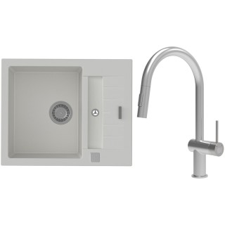 Set StrongSinks S3 (dřez Vardar 615 Bílá + baterie Neris Celonerez)