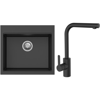 Set StrongSinks S3 (dřez Ipel 560 Černá + baterie Ipoly Černá matná)