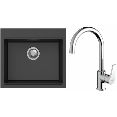 Set StrongSinks S3 (dřez Ipel 560 Černá + baterie Rhona Chrom)