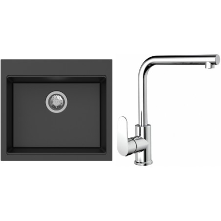 Set StrongSinks S3 (dřez Ipel 560 Černá + baterie Stréva Chrom)