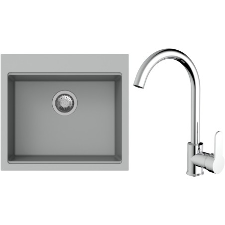 Set StrongSinks S3 (dřez Ipel 560 Šedá + baterie Seina Chrom)