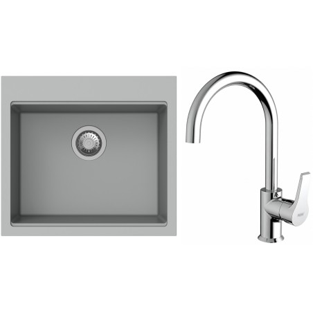 Set StrongSinks S3 (dřez Ipel 560 Šedá + baterie Rhona Chrom)