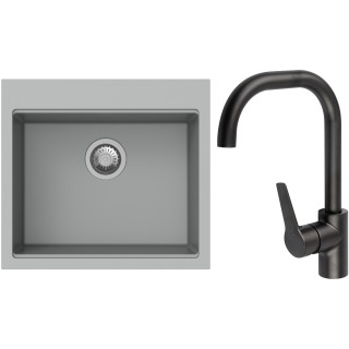 Set StrongSinks S3 (dřez Ipel 560 Šedá + baterie Garonne Černá matná)