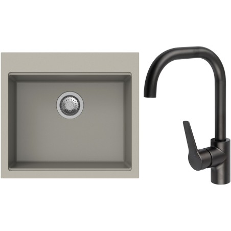 Set StrongSinks S3 (dřez Ipel 560 Béžová + baterie Garonne Černá matná)