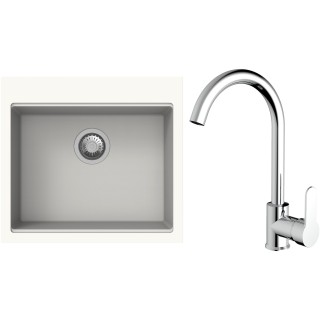 Set StrongSinks S3 (dřez Ipel 560 Bílá + baterie Seina Chrom)