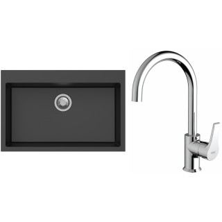 Set StrongSinks S3 (dřez Ipel 780 Černá + baterie Rhona Chrom)