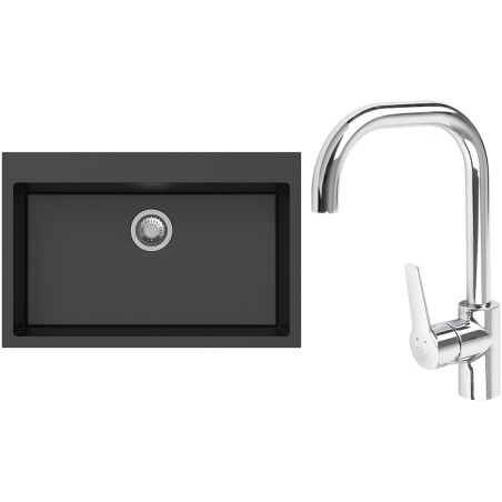 Set StrongSinks S3 (dřez Ipel 780 Černá + baterie Garonne Chrom)