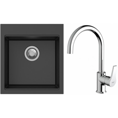 Set StrongSinks S3 (dřez Ipel 460 Černá + baterie Rhona Chrom)