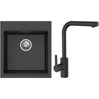Set StrongSinks S3 (dřez Ipel 460 Černá + baterie Ipoly Černá matná)
