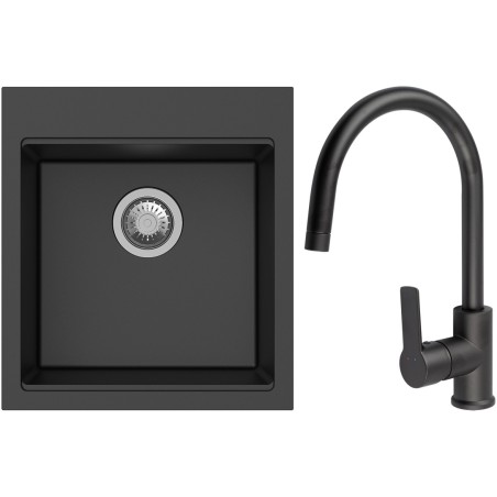 Set StrongSinks S3 (dřez Ipel 460 Černá + baterie Loira Černá matná)