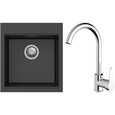 Set StrongSinks S3 (dřez Ipel 460 Černá + baterie Seina Chrom)