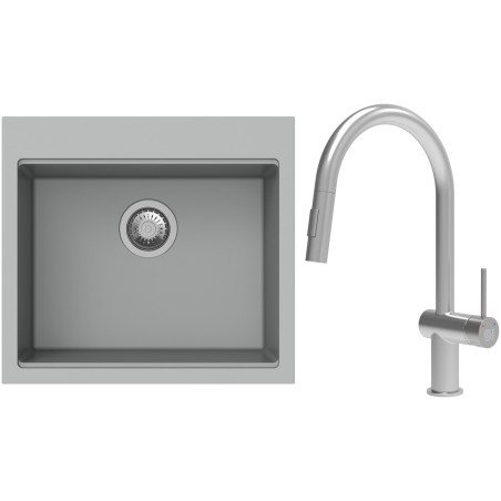 Set StrongSinks S3 (dřez Ipel 560 Šedá + baterie Neris Celonerez)