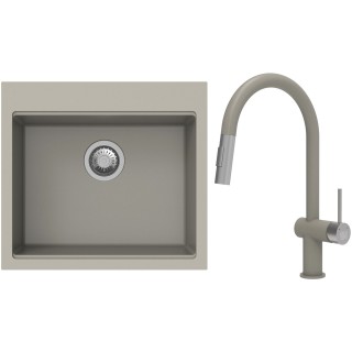 Set StrongSinks S3 (dřez Ipel 560 Béžová + baterie Neris Béžová, nerezová koncovka)
