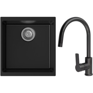 Set StrongSinks S3 (dřez Hron 430 Černá + baterie Loira Černá matná)