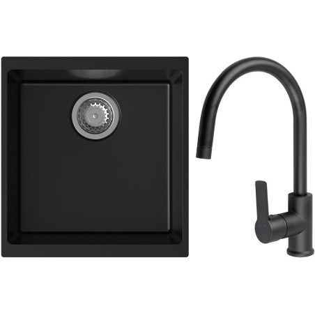 Set StrongSinks S3 (dřez Hron 430 Černá + baterie Loira Černá matná)