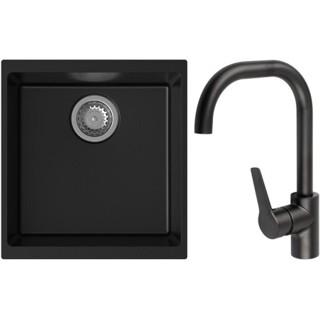Set StrongSinks S3 (dřez Hron 430 Černá + baterie Garonne Černá matná)