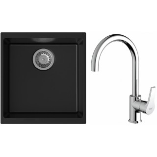 Set StrongSinks S3 (dřez Hron 430 Černá + baterie Rhona Chrom)