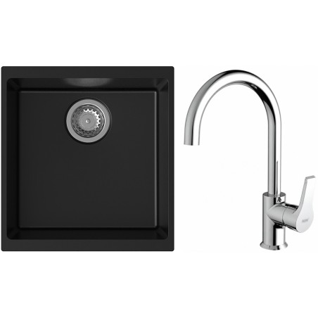 Set StrongSinks S3 (dřez Hron 430 Černá + baterie Rhona Chrom)