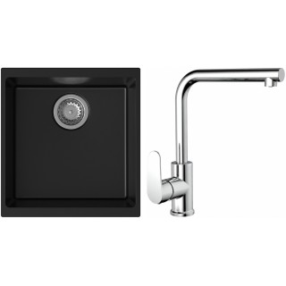 Set StrongSinks S3 (dřez Hron 430 Černá + baterie Stréva Chrom)