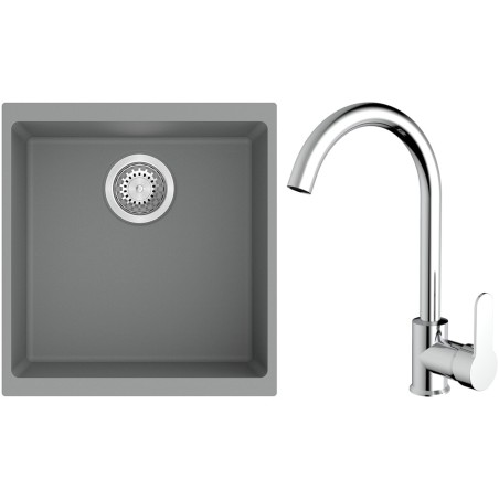 Set StrongSinks S3 (dřez Hron 430 Šedá + baterie Seina Chrom)