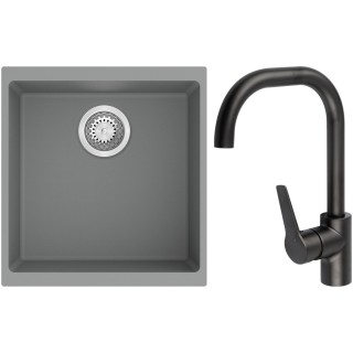 Set StrongSinks S3 (dřez Hron 430 Šedá + baterie Garonne Černá matná)