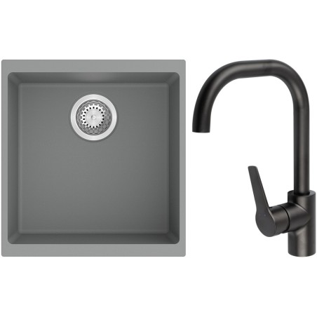 Set StrongSinks S3 (dřez Hron 430 Šedá + baterie Garonne Černá matná)