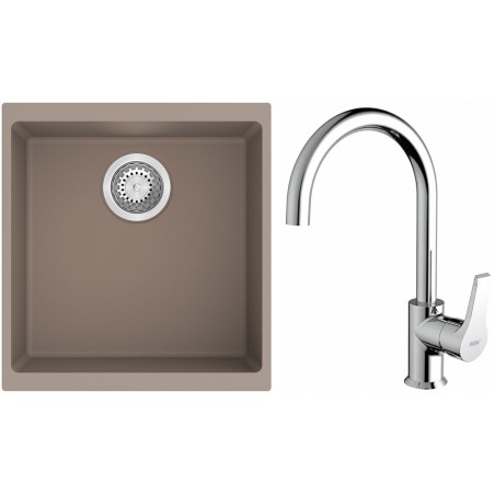 Set StrongSinks S3 (dřez Hron 430 Béžová + baterie Rhona Chrom)