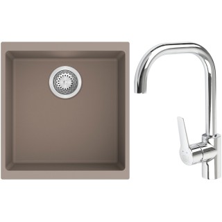 Set StrongSinks S3 (dřez Hron 430 Béžová + baterie Garonne Chrom)