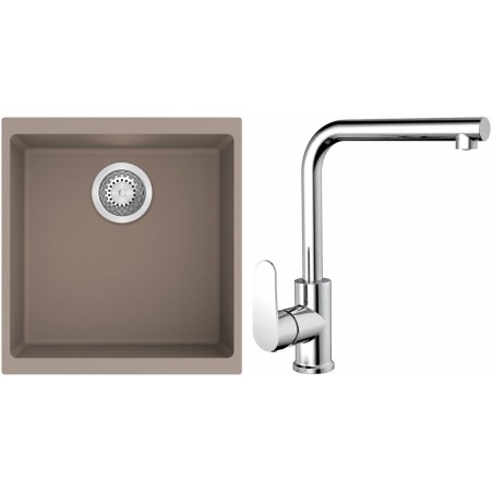 Set StrongSinks S3 (dřez Hron 430 Béžová + baterie Stréva Chrom)