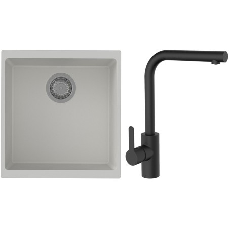 Set StrongSinks S3 (dřez Hron 430 Bílá + baterie Ipoly Černá matná)