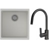Set StrongSinks S3 (dřez Hron 430 Bílá + baterie Loira Černá matná)