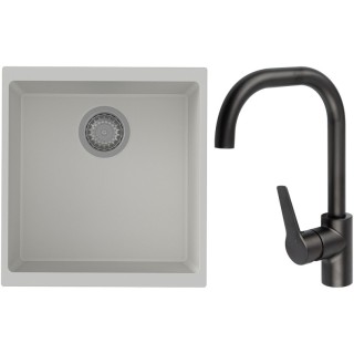 Set StrongSinks S3 (dřez Hron 430 Bílá + baterie Garonne Černá matná)