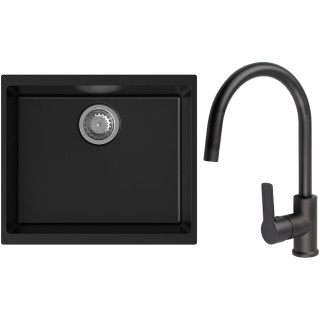 Set StrongSinks S3 (dřez Hron 530 Černá + baterie Loira Černá matná)